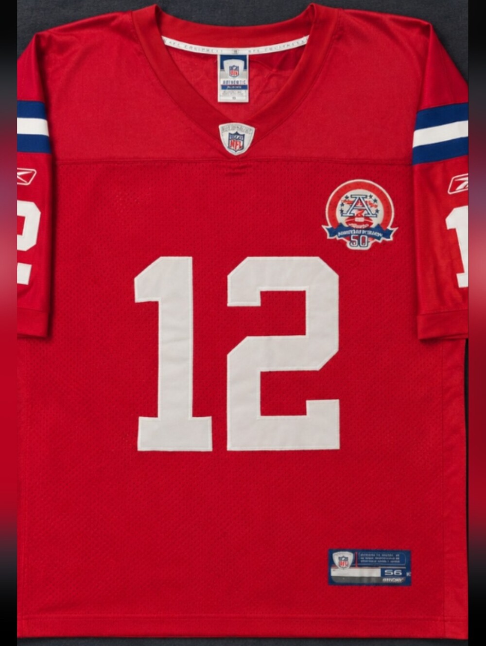 Reebok NFL Equipment Authentic Tom Brady Patriots jersey AFL 50th Rare Size 56